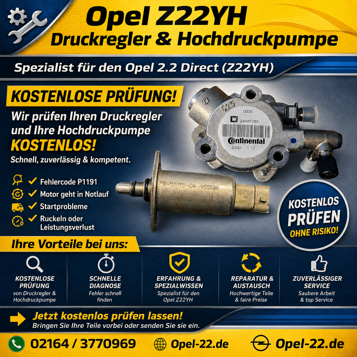 Kostenlose Prüfung | Z22YH Opel Hochdruckpumpe & Druckregler in 24h